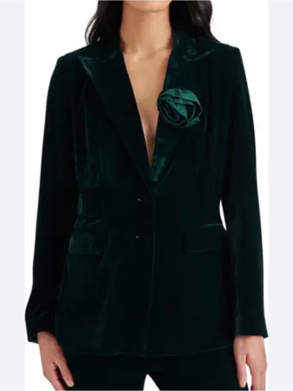 Merene Rosette Detail Velvet Blazer